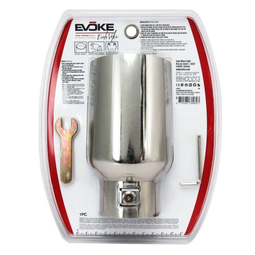 TERMINALE DI SCARICO OVALE DOPPIA USCITA 104X73mm AUTO INGRESSO 33>50mm  EVOKE IN ACCIAIO CROMATO FINALINO ESTETICO